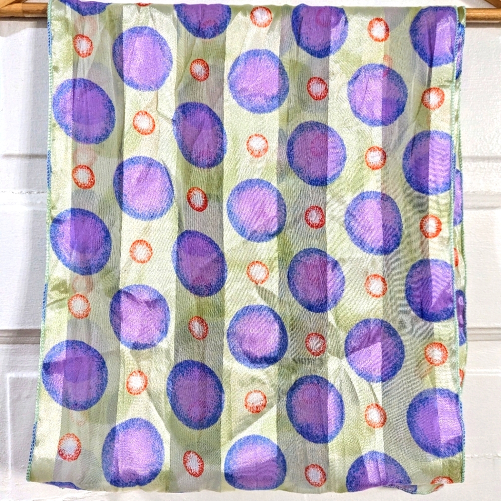 Unique Abstract Polka Dot Striped Scarf Chiffon Satin